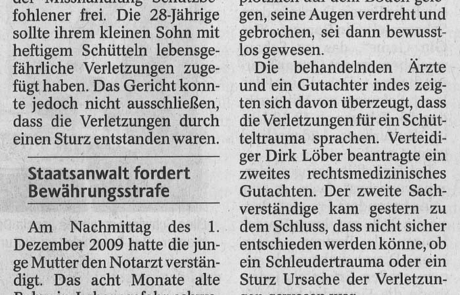 Amtsgericht spricht junge Mutter frei - Westfälische Rundschau, 06.01.2011