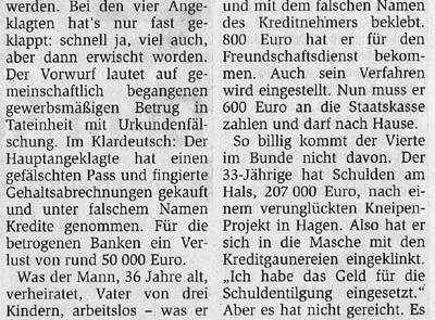 Falscher Name, hohe Kredite, milde Strafen - Lüdenscheider Nachrichten, 11.03.2011